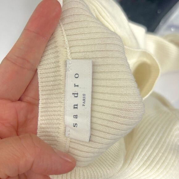 Sandro Women's Size 1 Temps Ribbed Sweater Ivory US S - Picture 7 of 11